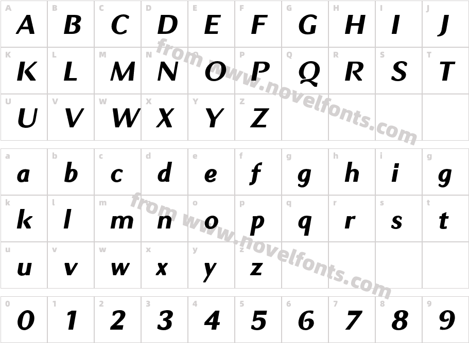 Chiq Bold ItalicCharacter Map