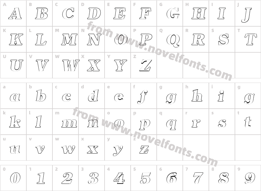 Christian Becker Outline Heavy ItalicCharacter Map