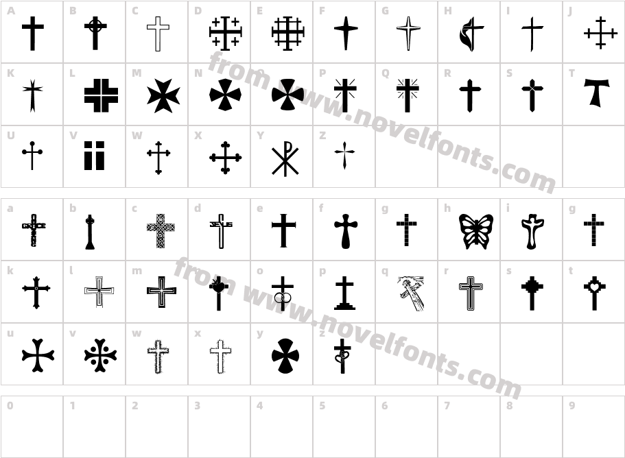 Christian CrossesCharacter Map