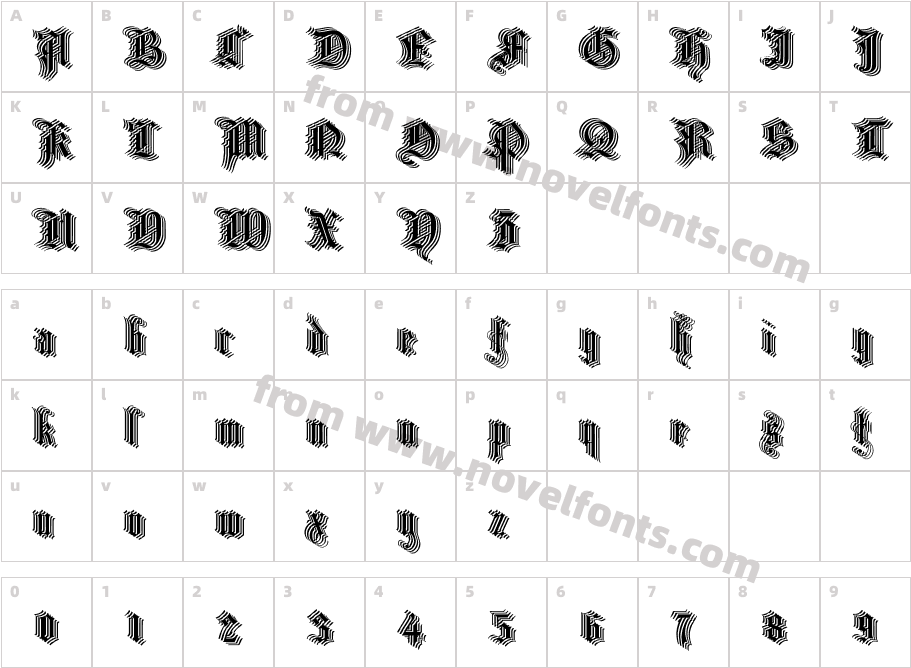 Church Text ' Replicant'Character Map