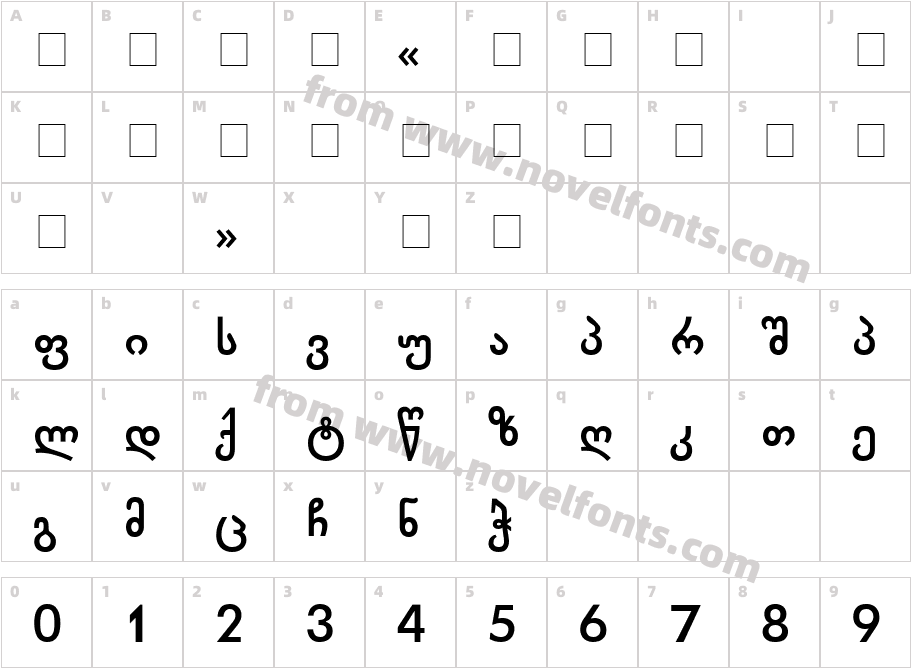 Chveulebrivy BoldCharacter Map