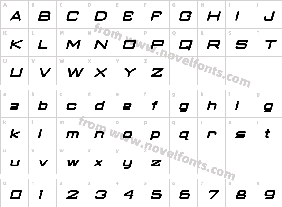 Classic Robot Bold ItalicCharacter Map