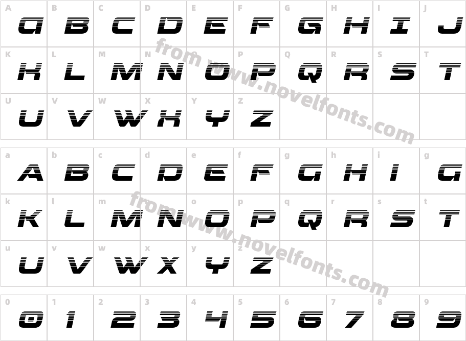 Beam Weapon Halftone ItalicCharacter Map