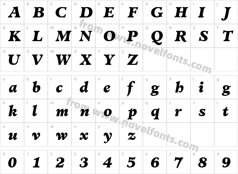 Cleric BlackS Si ItalicCharacter Map