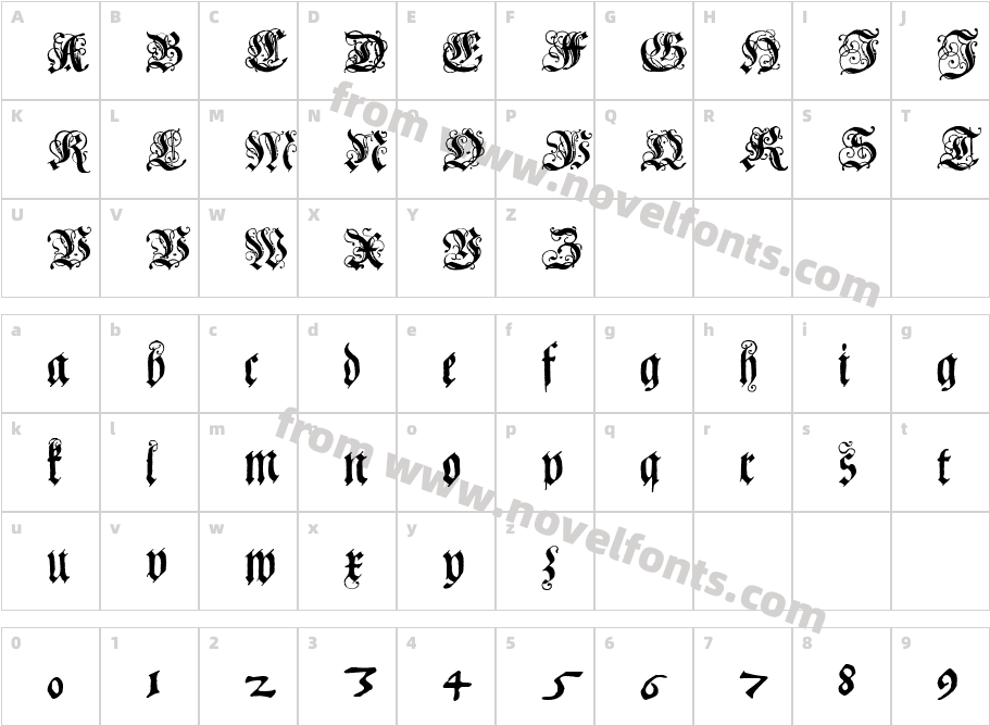 Coelnische Current Fraktur OsF UNZ1 ItalicCharacter Map