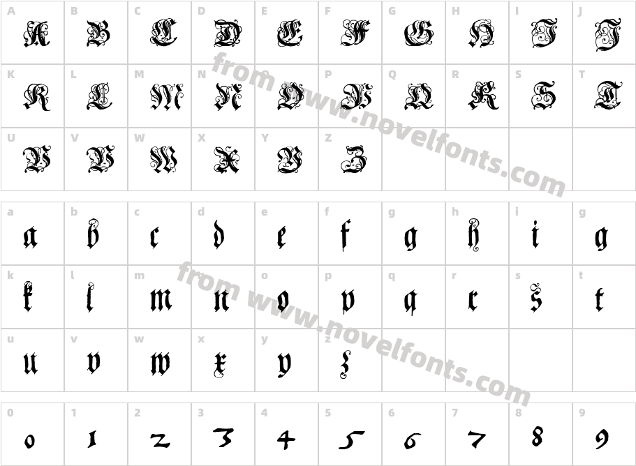 Coelnische Current Fraktur OsF UNZ1Character Map