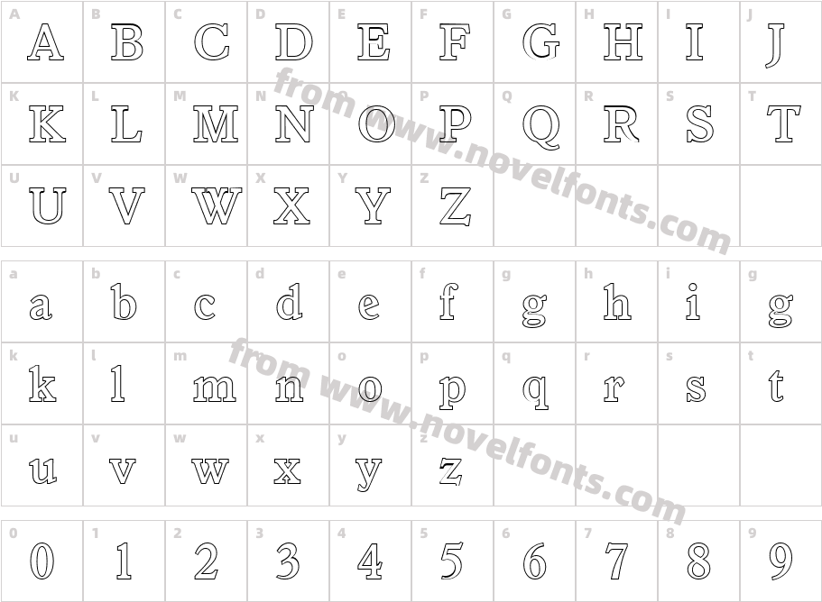 Colin Becker Outline Medium RegularCharacter Map