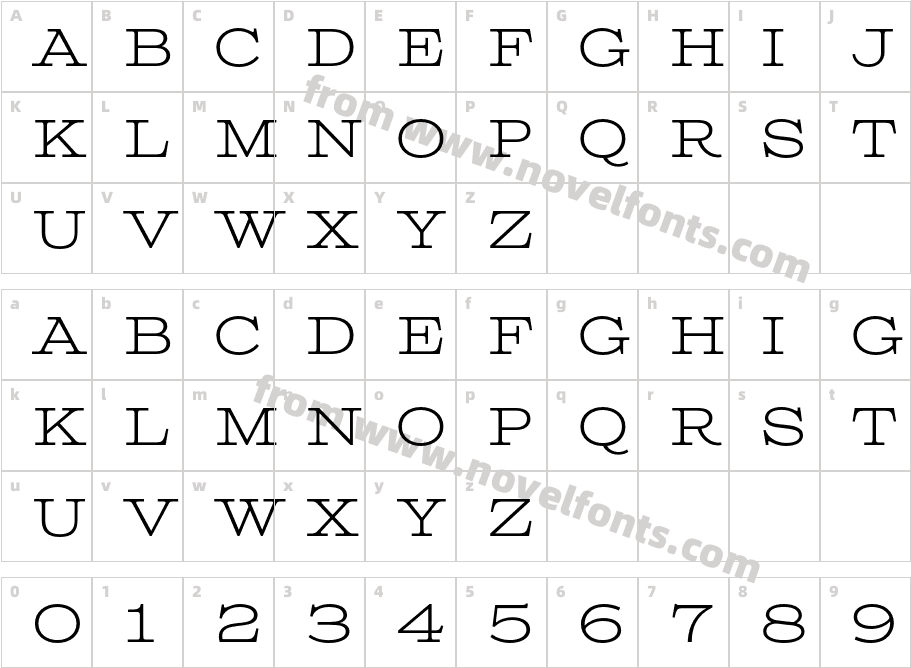 Columbia Titling LightCharacter Map