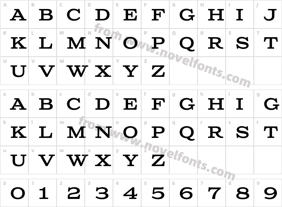 Columbia Titling MediumCharacter Map