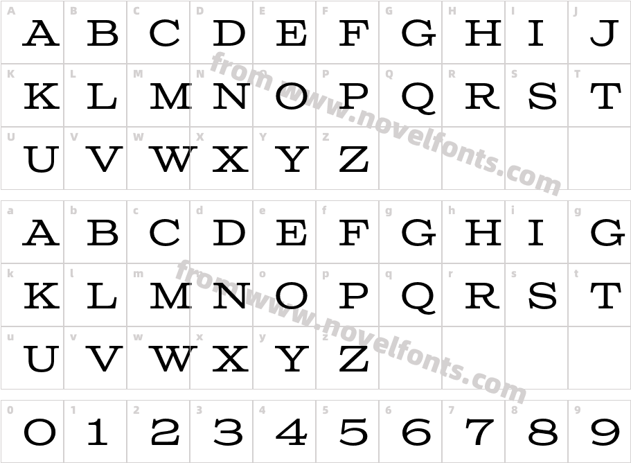 Columbia Titling StandardCharacter Map