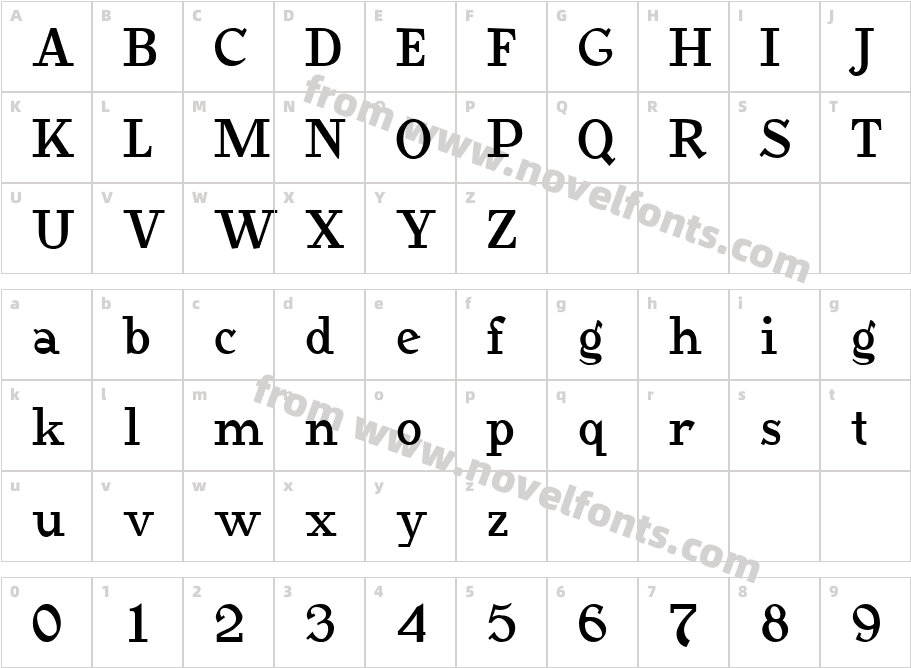 BearButteT BoldCharacter Map