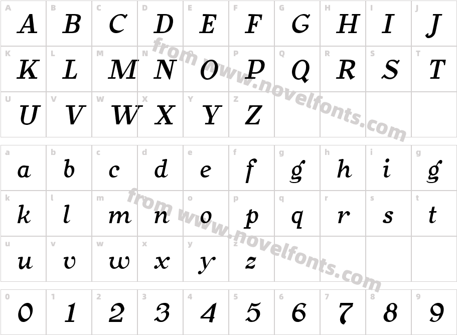 BearButteT BoldItalicCharacter Map