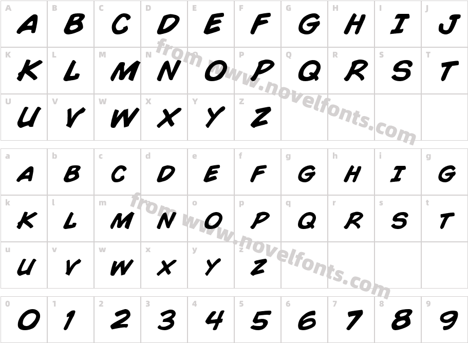 Comic Book Bold ItalicCharacter Map