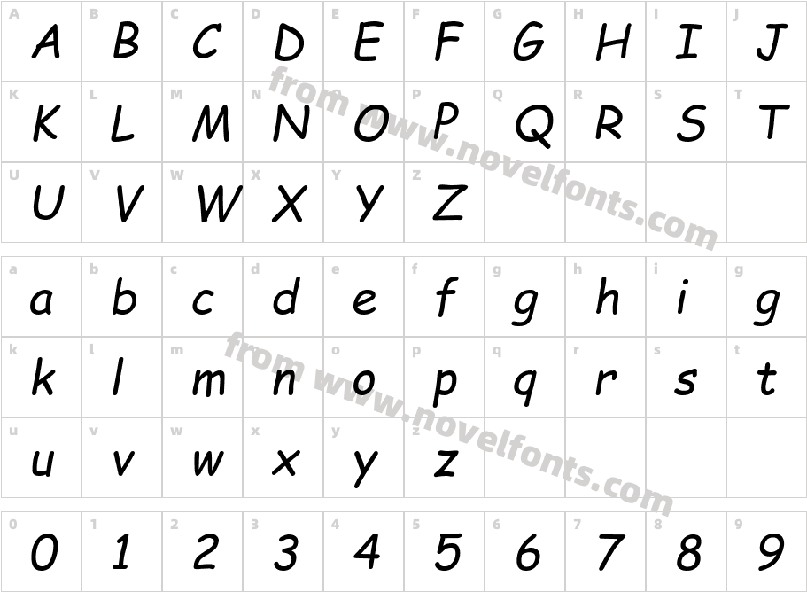 Comic Sans MS ItaliqueCharacter Map