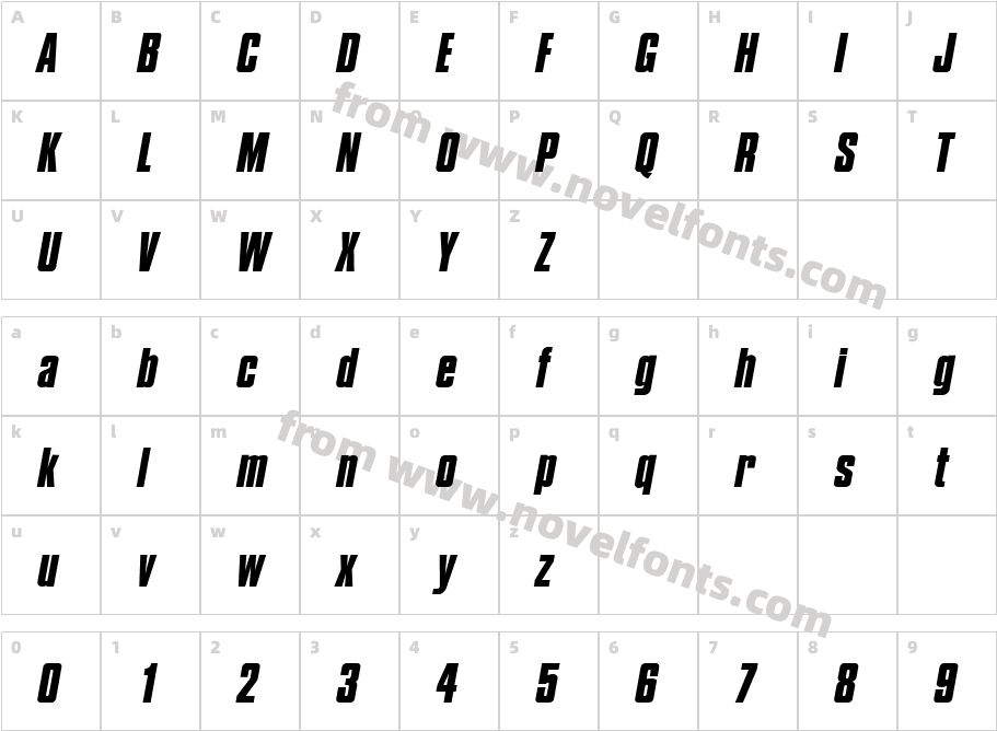 Compo Bold ObliqueCharacter Map