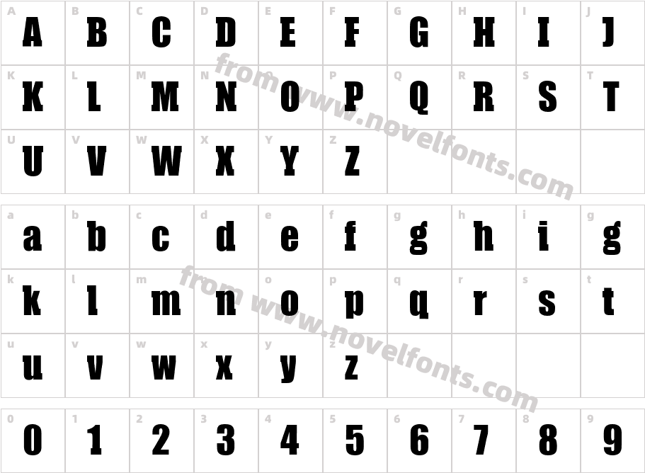 Compressor Slab SerifCharacter Map