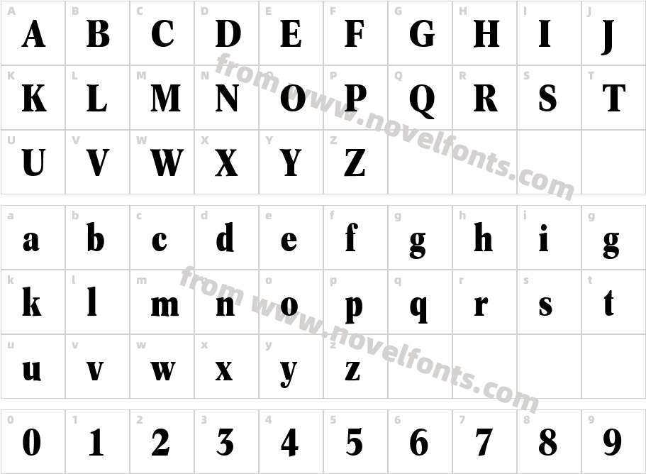 Concept Condensed BoldCharacter Map