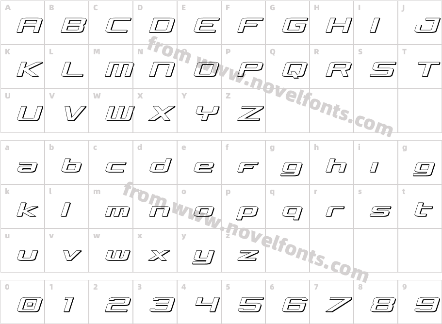 Concielian 3D Semi ItalicCharacter Map