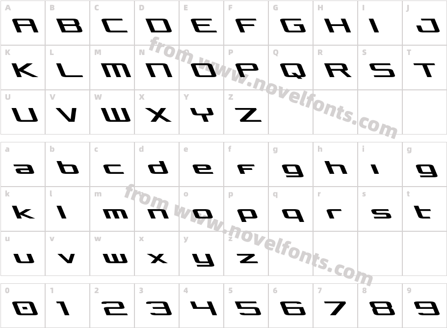 Concielian LeftalicCharacter Map