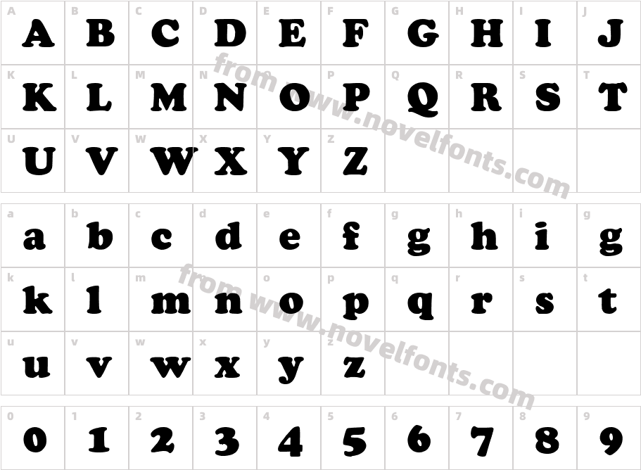 Cooper BlackCharacter Map