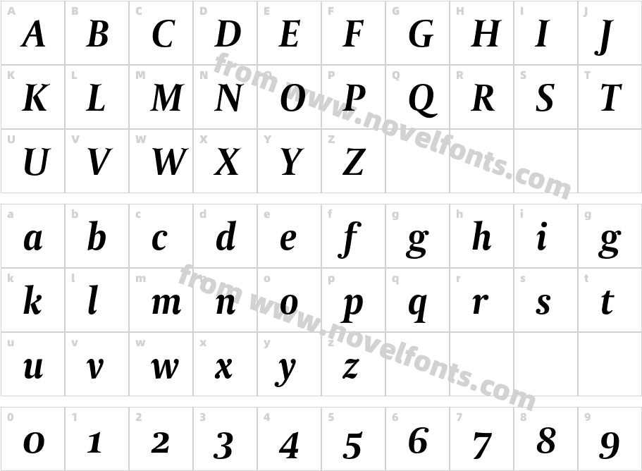 Coranto2 Bold ItalicCharacter Map