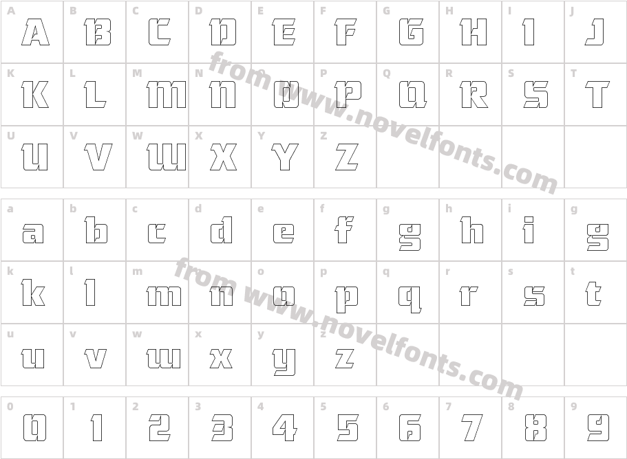 Cornered Outline RegularCharacter Map