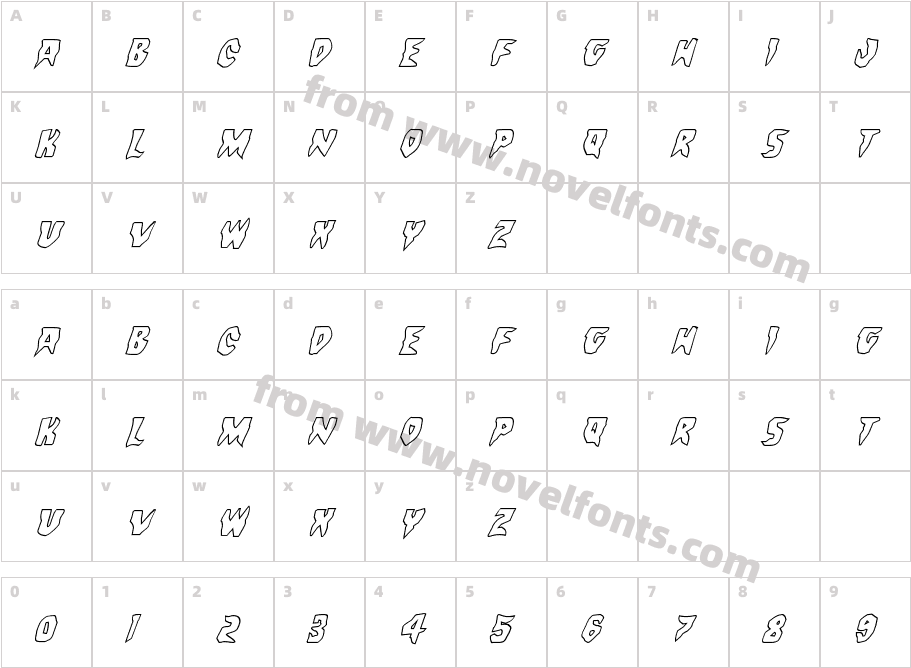 Count Suckula Outline ItalicCharacter Map