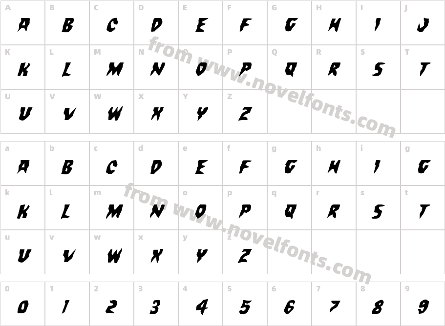 Count Suckula Staggered ItalicCharacter Map