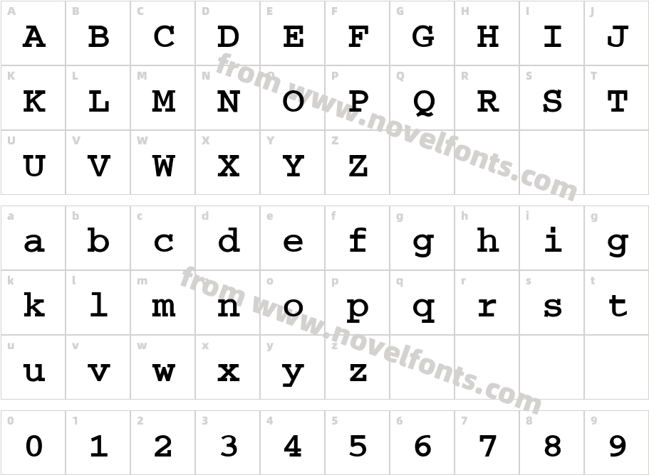 CourierCharacter Map