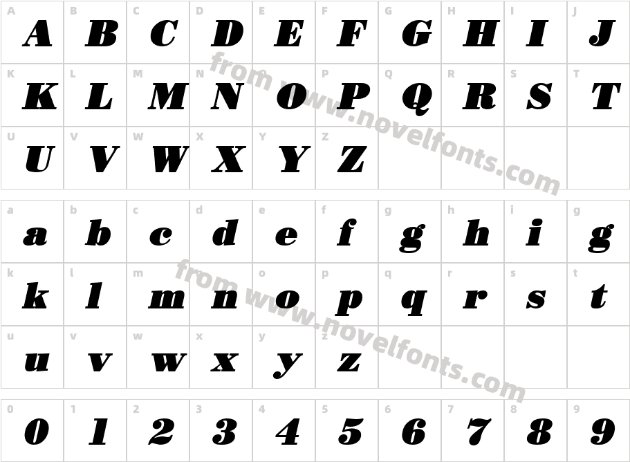 Beau BoldItalicCharacter Map