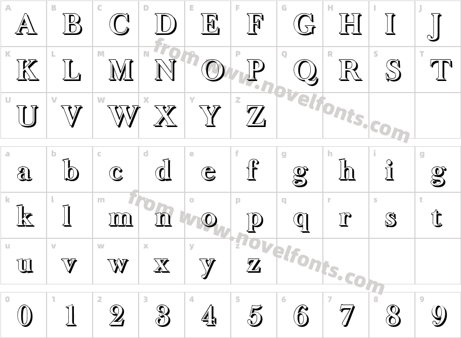 Cross Becker Shadow BoldCharacter Map