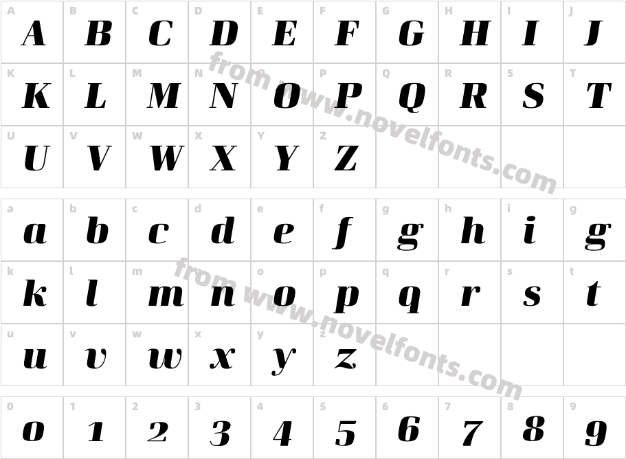 Curve Extra Bold ItalicCharacter Map