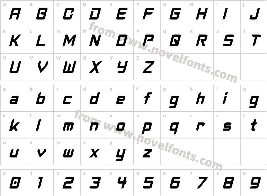 Cyberverse Condensed Bold ItalicCharacter Map