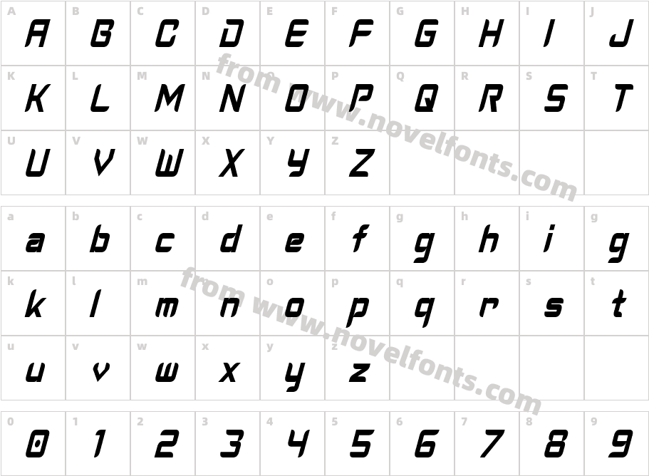 Cyberverse Condensed ItalicCharacter Map