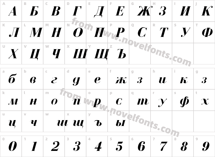 Czar Bold ItalicCharacter Map