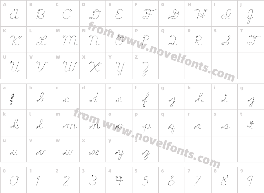 DMOB Cursive Arrow DotCharacter Map