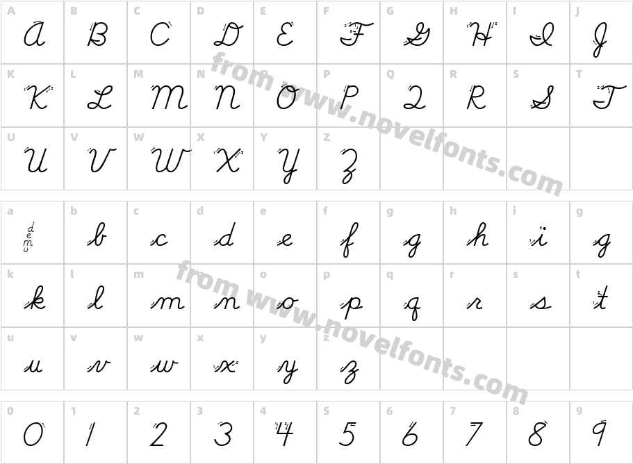 DMOB Cursive ArrowCharacter Map