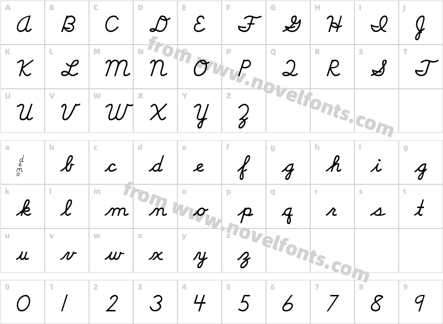 DMOB Cursive BoldCharacter Map