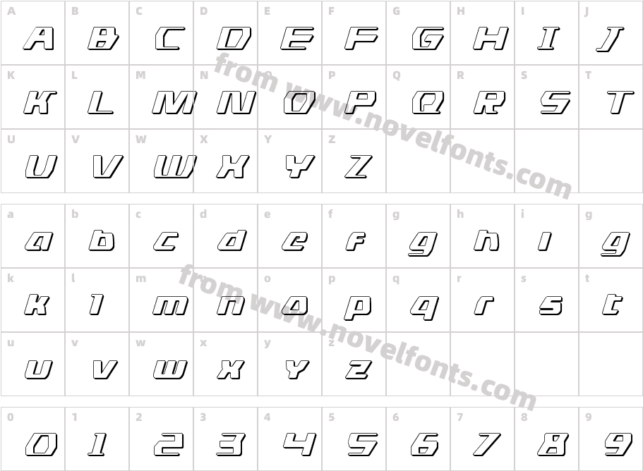 DS man 3D ItalicCharacter Map