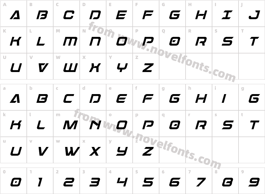 Dameron Condensed ItalicCharacter Map