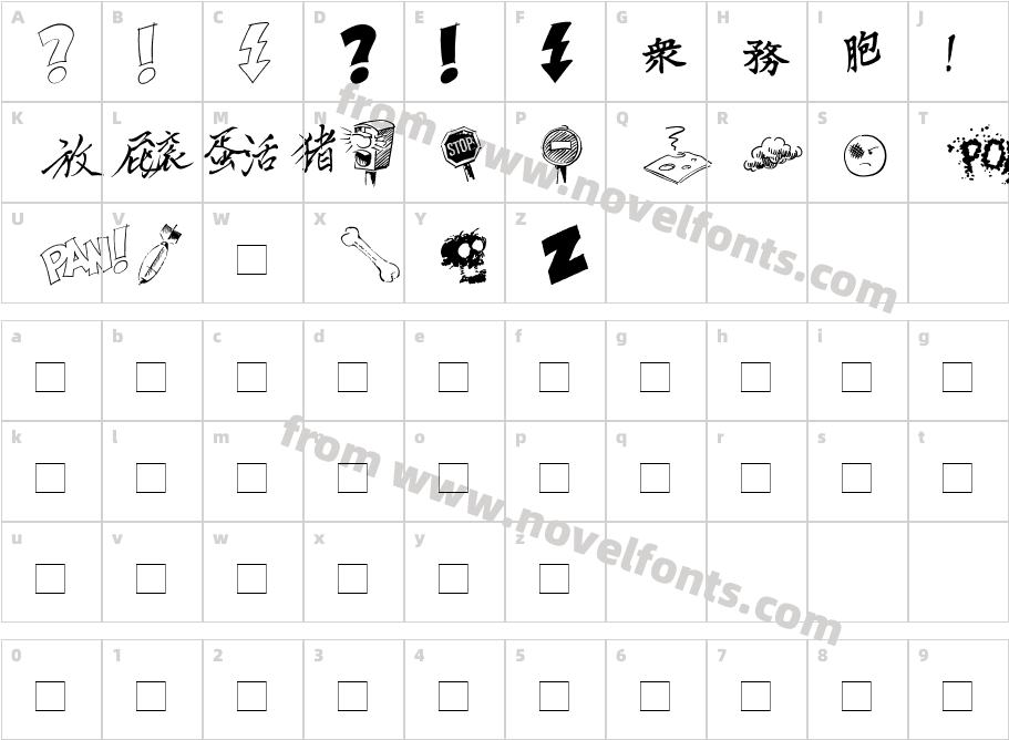 Dammned Dingbats InitialsCharacter Map