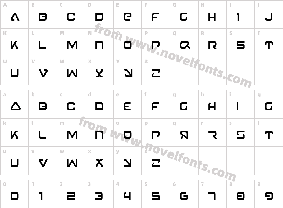 4114 Blaster CondensedCharacter Map