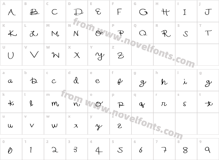 Bec's Hand MediumCharacter Map