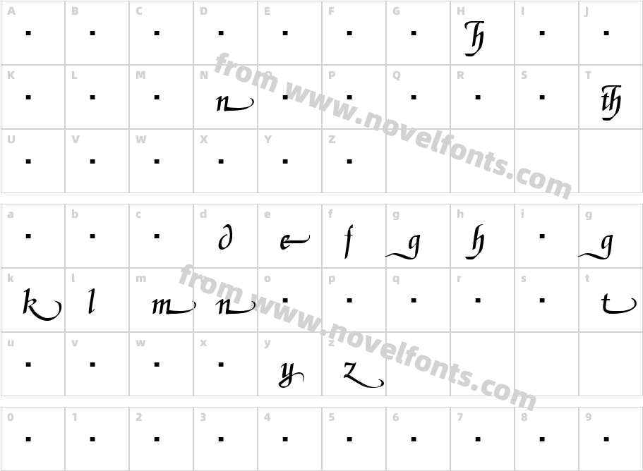 Daniela Alternates RegularCharacter Map