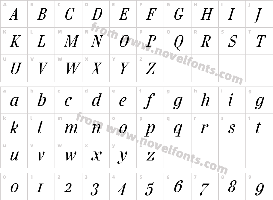 Danubia ItalicCharacter Map