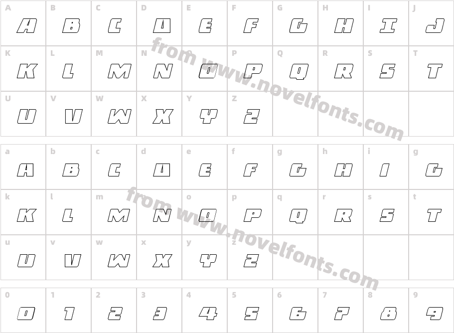 Dark Alliance Outline ItalicCharacter Map