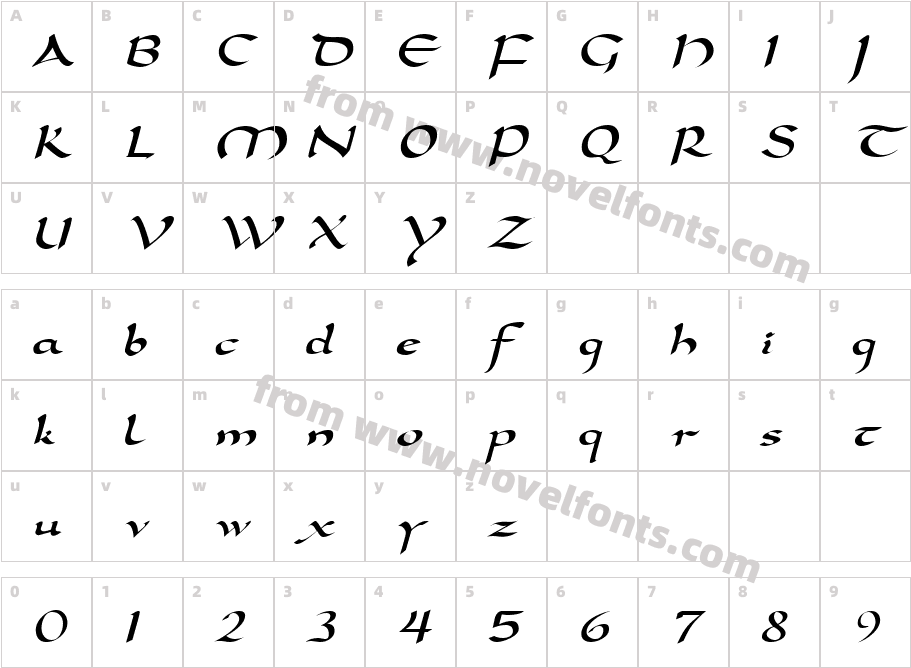 Darwycke RegularCharacter Map