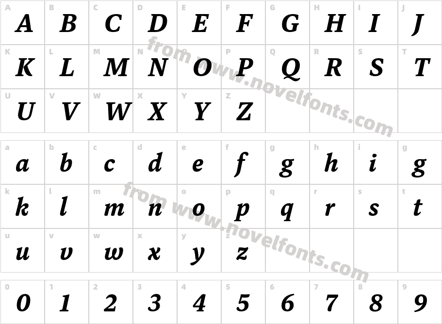 Dashiell Text Bold ItalicCharacter Map