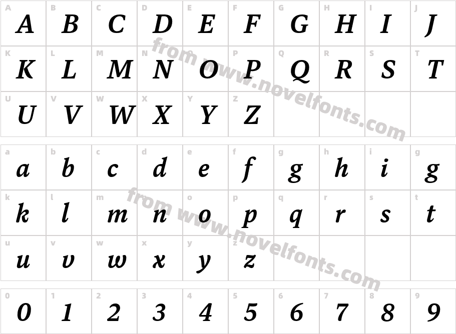 Dashiell Text Demi ItalicCharacter Map