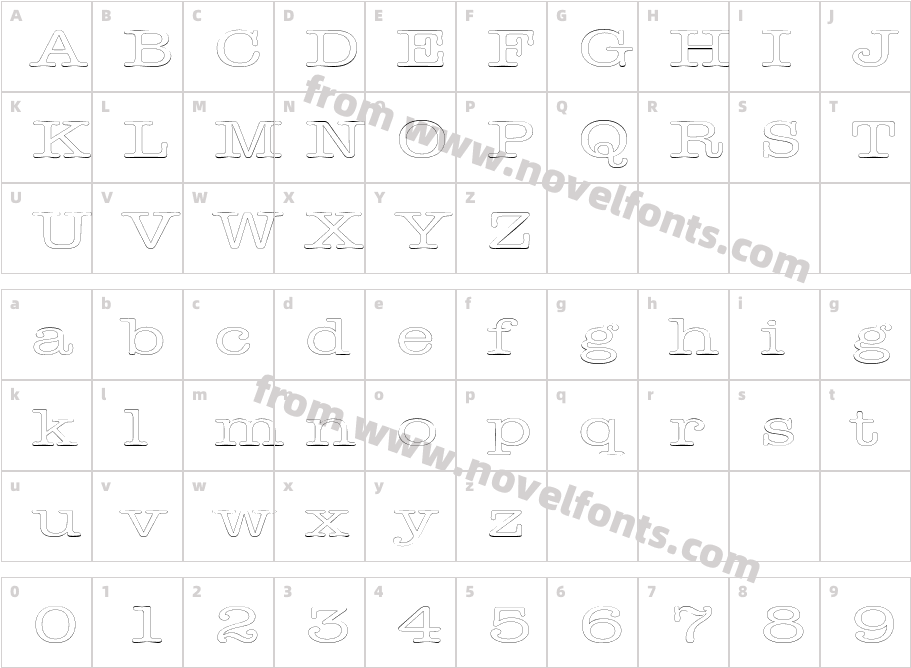 Dateline Outline Extended RegularSWFTECharacter Map